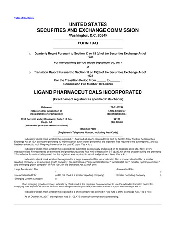 Thumbnail Ligand Pharmaceuticals 10-Q Quarterly Report FY2017 