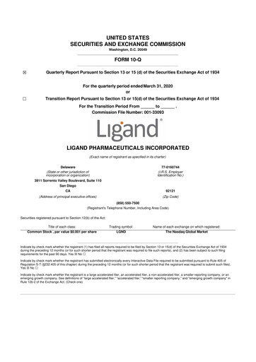 Thumbnail Ligand Pharmaceuticals 10-Q Quarterly Report FY2020 