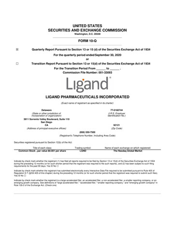 Thumbnail Ligand Pharmaceuticals 10-Q Quarterly Report FY2020 