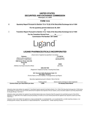 Thumbnail Ligand Pharmaceuticals 10-Q Quarterly Report FY2021 