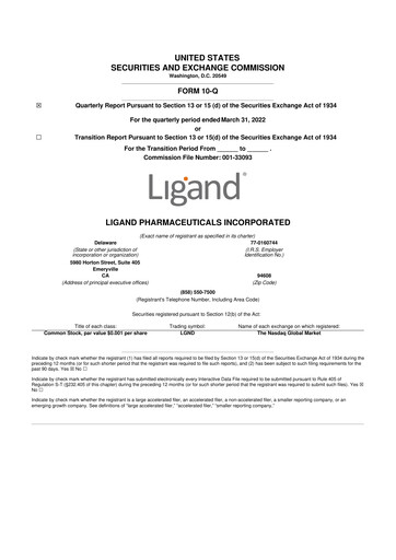 Thumbnail Ligand Pharmaceuticals 10-Q Quarterly Report FY2022 