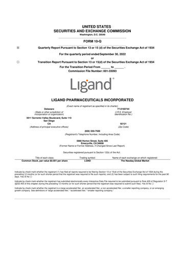 Thumbnail Ligand Pharmaceuticals 10-Q Quarterly Report FY2022 