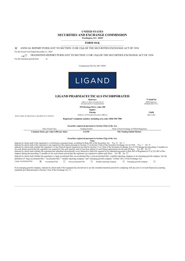 Thumbnail Ligand Pharmaceuticals 10-K Annual Report 2024