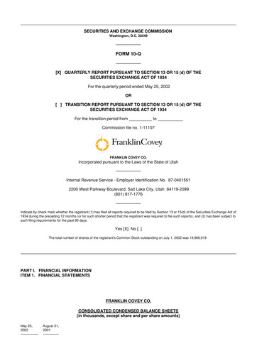 Thumbnail Franklin Covey 10-Q Quarterly Report FY 
