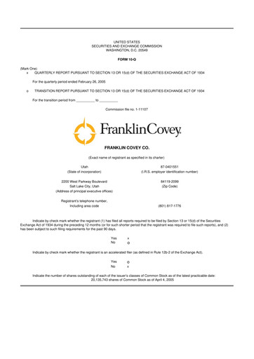 Thumbnail Franklin Covey 10-Q Quarterly Report FY 
