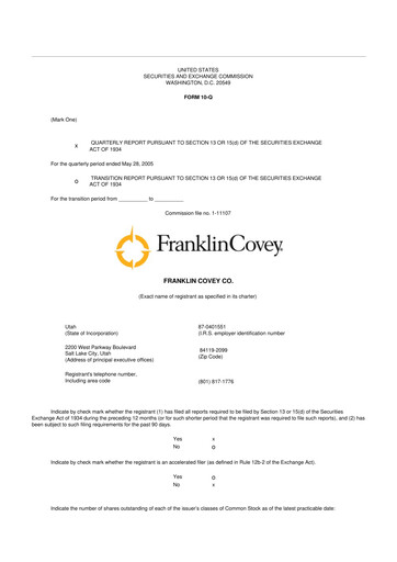 Thumbnail Franklin Covey 10-Q Quarterly Report FY 