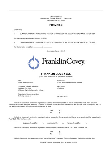 Thumbnail Franklin Covey 10-Q Quarterly Report FY 