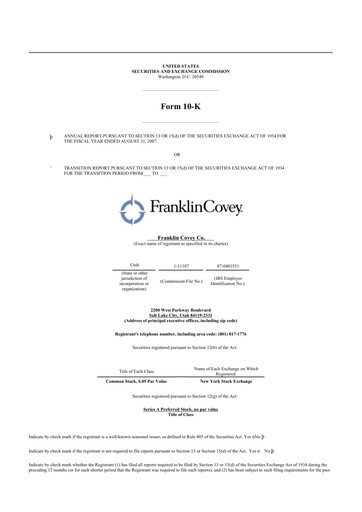 Thumbnail Franklin Covey 10-K Annual Report 