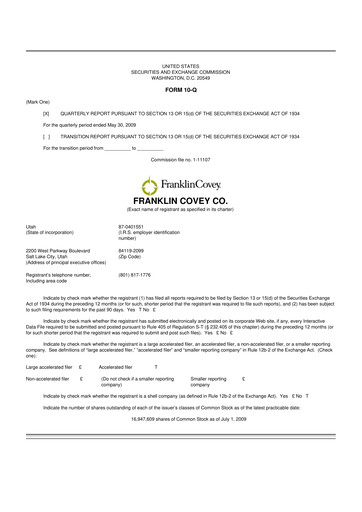 Thumbnail Franklin Covey 10-Q Quarterly Report FY 