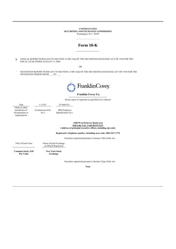Thumbnail Franklin Covey 10-K Annual Report 
