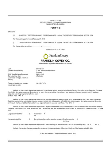 Thumbnail Franklin Covey 10-Q Quarterly Report FY 