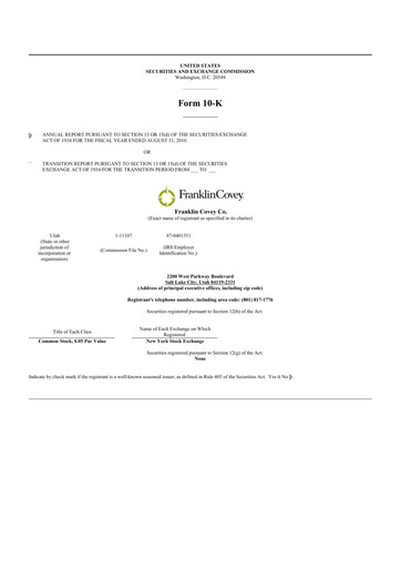 Thumbnail Franklin Covey 10-K Annual Report 