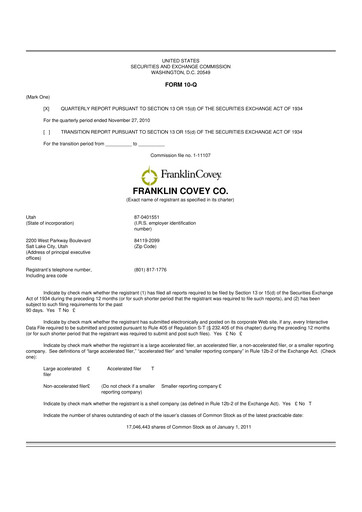Thumbnail Franklin Covey 10-Q Quarterly Report FY 