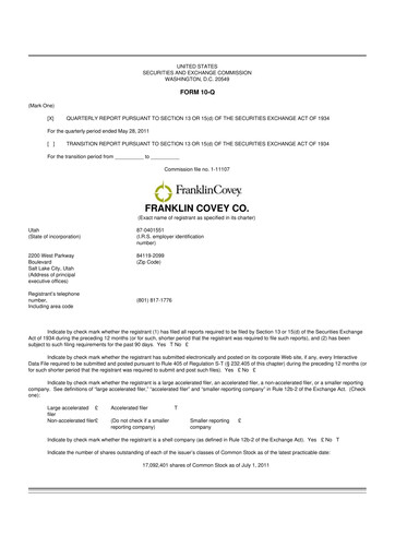 Thumbnail Franklin Covey 10-Q Quarterly Report FY 