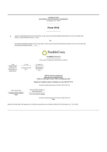 Thumbnail Franklin Covey 10-K Annual Report 