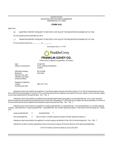 Thumbnail Franklin Covey 10-Q Quarterly Report FY2012 