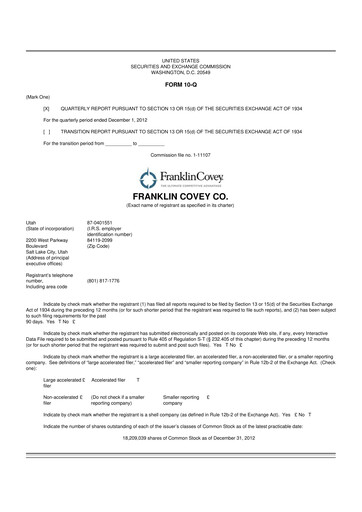 Thumbnail Franklin Covey 10-Q Quarterly Report FY2013 