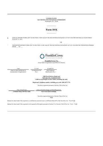 Thumbnail Franklin Covey 10-K Annual Report 2013