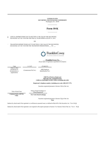 Thumbnail Franklin Covey 10-K Annual Report 2015