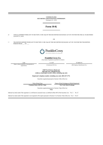 Thumbnail Franklin Covey 10-K Annual Report 2019