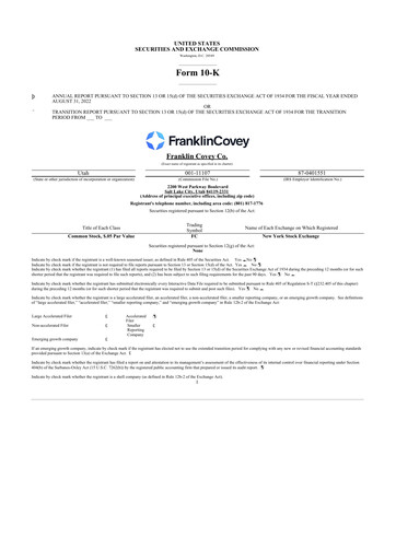 Thumbnail Franklin Covey 10-K Annual Report 2022