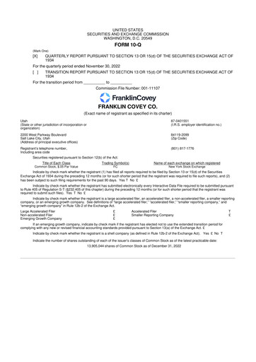 Thumbnail Franklin Covey 10-Q Quarterly Report FY2023 