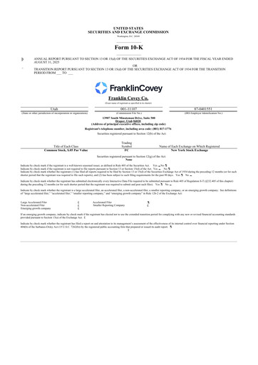 Thumbnail Franklin Covey 10-K Annual Report 2025