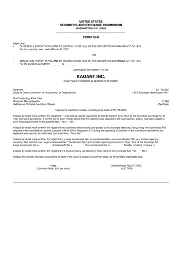 Thumbnail Kadant 10-Q Quarterly Report FY2012 