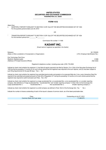 Thumbnail Kadant 10-Q Quarterly Report FY2012 