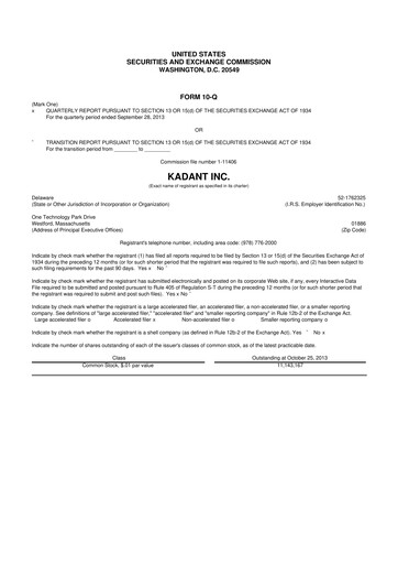 Thumbnail Kadant 10-Q Quarterly Report FY2013 