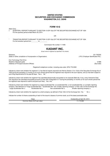 Thumbnail Kadant 10-Q Quarterly Report FY2014 