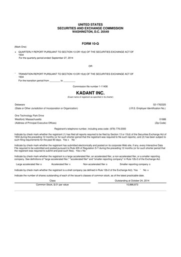Thumbnail Kadant 10-Q Quarterly Report FY2014 