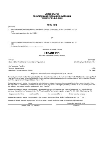Thumbnail Kadant 10-Q Quarterly Report FY 