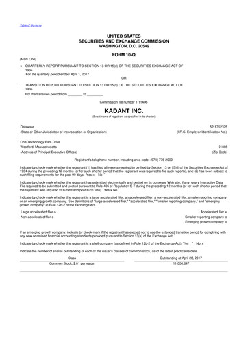 Thumbnail Kadant 10-Q Quarterly Report FY 