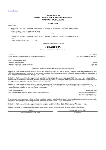 Thumbnail Kadant 10-Q Quarterly Report FY 