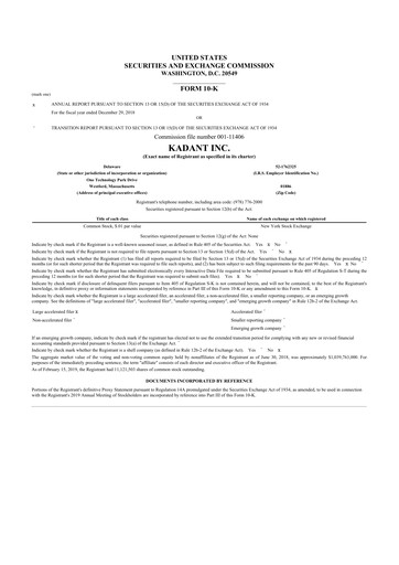 Thumbnail Kadant 10-K Annual Report 2018