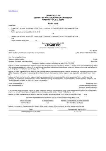 Thumbnail Kadant 10-Q Quarterly Report FY 