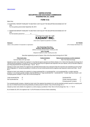 Thumbnail Kadant 10-Q Quarterly Report FY 