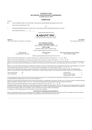 Thumbnail Kadant 10-K Annual Report 2020