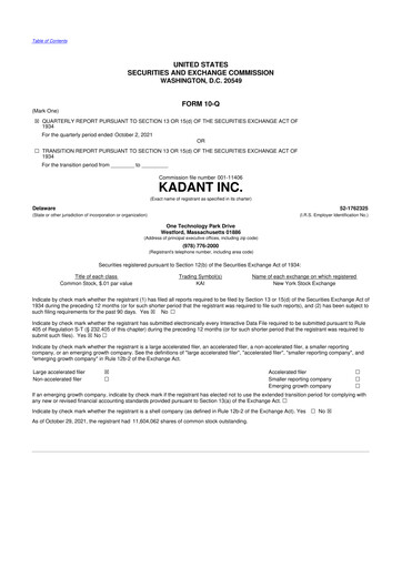 Thumbnail Kadant 10-Q Quarterly Report FY 