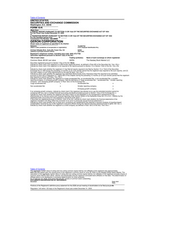 Thumbnail Geron 10-K Annual Report 2025