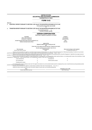 Miniature Geron 10-Q Rapport trimestriel 2026 