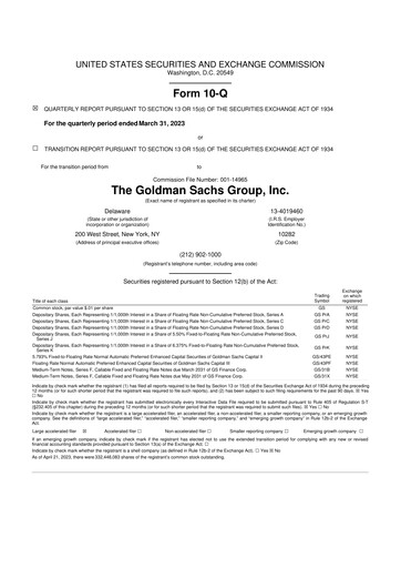 Thumbnail Goldman Sachs 10-Q Quarterly Report FY2023 