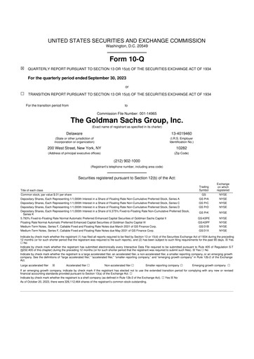 Thumbnail Goldman Sachs 10-Q Quarterly Report FY2023 