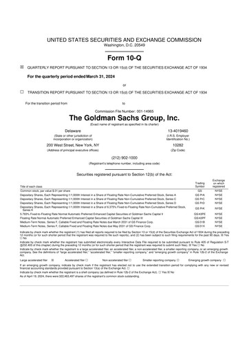 Thumbnail Goldman Sachs 10-Q Quarterly Report FY2024 