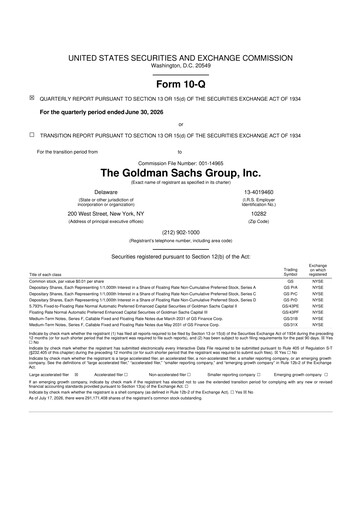 Thumbnail Goldman Sachs 10-Q Quarterly Report FY2026 