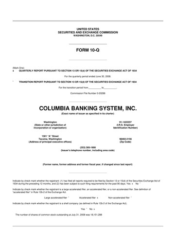 Thumbnail Columbia Banking System 10-Q Quarterly Report FY 