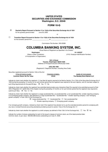 Thumbnail Columbia Banking System 10-Q Quarterly Report FY2026 