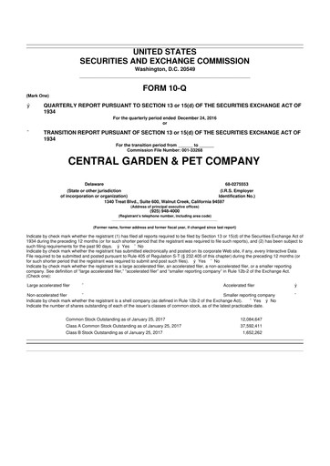 Vorschaubild Central Garden & Pet 10-Q Quartalsbericht 2017 