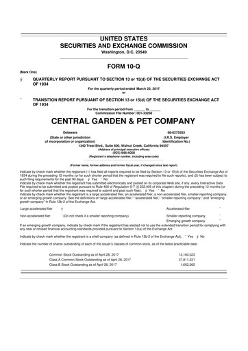 Vorschaubild Central Garden & Pet 10-Q Quartalsbericht 2017 